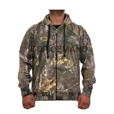 Mens New Full Zip Jungle Print Camouflage Casual Hunting Camo Hoody Hoodie Top - Image 1 of 2