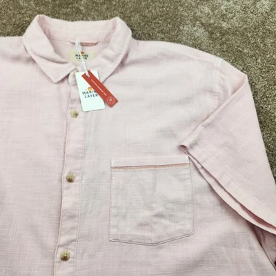 Marine Layer Men Lilac Classic Stretch Selvage Short Sleeve Button Shirt 2XL NWT - Image 1 of 4