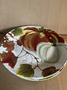 Lot 4 Royal Norfolk PUMPKINS 10.5" DINNER PLATES Thanksgiving Autumn Fall Leaf - Picture 1 of 5