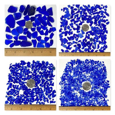 Vidrio de mar de playa azul cobalto de 10 onzas, surf caído, clasificado por tamaño, California Foto 1 de 4