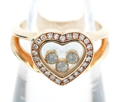 Chopard Happy Diamond 3P Floating 18k Yellow Gold Heart Ring with Paper Pouch - Image 1 of 4