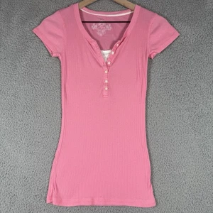 De Colección SO Muñeca Bebé Rosa Ajustada Acanalada Henley Botones Top Mediana Estilo Abercrombie - Imagen 1 de 5