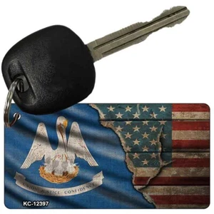 Louisiana Bandera Americana Metal Aluminio Llavero Placa Etiqueta Arte Llavero - Imagen 1 de 1