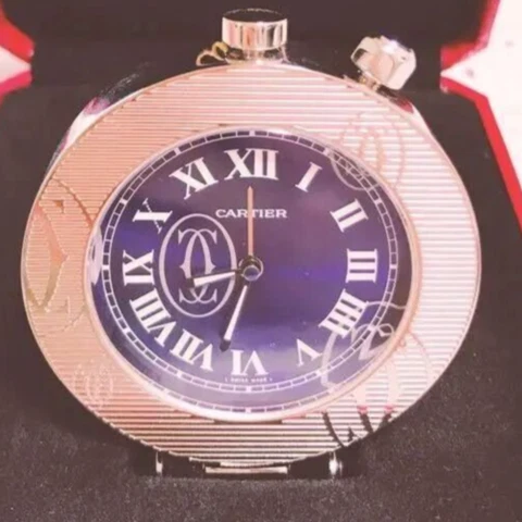 Cartier  " Happy Birthday " Travel Clock Desk Clock Unisex Used Free Shipping Cover
