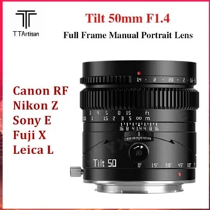 TTArtisan 50mm F1.4 Tilt Full Frame Lens For Sony E Nikon Z Canon RF FX L Mount - Picture 1 of 15