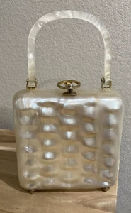 Vintage 1950's "Stylecraft Miami" Pearlized White Lucite Bag Handbag Purse - Picture 1 of 11