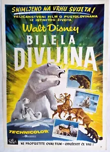 MYSTERIES OF THE DEEP WHITE BEAR DEER WALT DISNEY 1961 RARE YUGO MOVIE POSTER - Bild 1 von 2