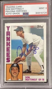 Don Mattingly Signed 1984 Topps #8 Baseball RC Card Yankees PSA/DNA Autograph 9 - Picture 1 of 2