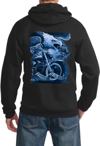 Biker Eagle Freedom of the Road Pullover Hoodie Back Print - Picture 1 of 13