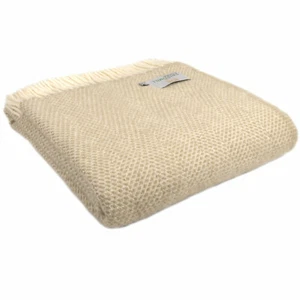 TWEEDMILL TEXTILIEN ÜBERWURF 100% Wolle Schlafsofa Decke BIENENSTOCK HAFERFLOCKEN BEIGE CREME - Bild 1 von 12