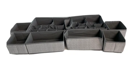 8 Collapsible Cloth storage baskets 2 XL have divided areas/ 4 square small/ 2 r Cover