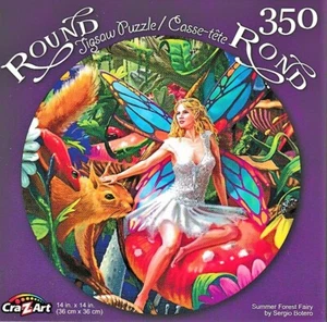 Summer Forest Fairy Fairie Scene Round Jigsaw Puzzle 350 Pieces 14"X14" Piece - Picture 1 of 3