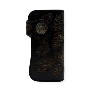 Rockertype Handcrafted Skull Leather Wallet - Dark Brown - Picture 1 of 4
