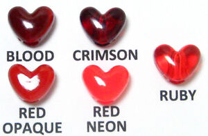 100 10x12mm Red Heart Plastic Pony Beads Vertical Hole Bulk Quantities Available