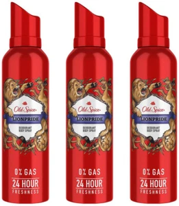 Old Spice Lionpride Deodorant 24 hour Long Lasting Body Perfume 140ML Set Of 3 - Picture 1 of 6