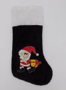 CHRISTMAS STOCKING SANTA STOCKING HOLLIDAY NEW BLACK STOCKING GIFT IDEA. - Picture 1 of 1