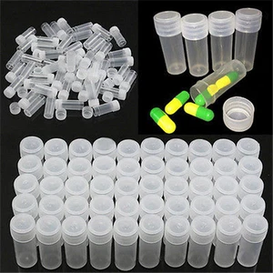 50/100pcs Plastic Sample Bottle Test Tube Small Bottles Vials Storage Containers - Picture 1 of 6