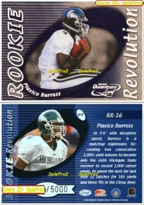 QUANTUM LEAF 2000 PLAXICO BURRESS NFL RC MICHIGAN STATE ROOKIE REVOLUTION /5000 - Image 1 of 4