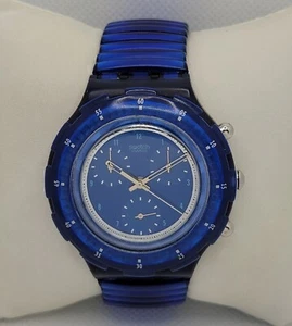 Unisex Swatch Aqua Chrono "Mareggiata" '97 Blue Expansion Band Watch L6 - Picture 1 of 9