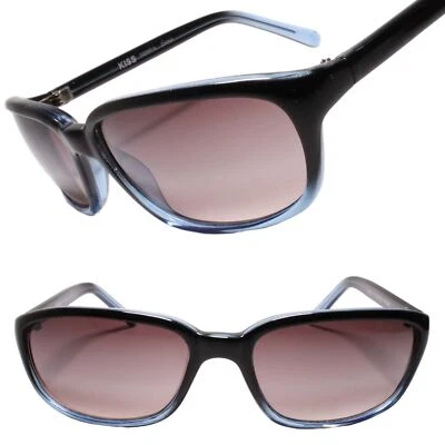 Deadstock Y2K Genuine Vintage Black Blue Two Tone Rectangle Sunglasses - Изображение 1 из 3