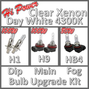 100W Hi Power 4300K Clear Xenon Headlight Bulb Set Main Dip Fog H1 H9 HB4 Kit - Picture 1 of 1
