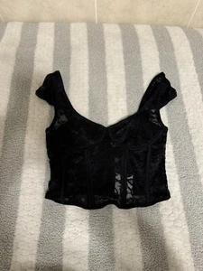 Corsé Forever 21 nuevo con etiquetas XL negro liso con adornos de encaje - Imagen 1 de 4