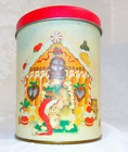 Boîte cylindre vintage années 1980 en étain de Noël PAIN D'ÉPICE MAISON SOURIS