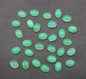 Natural Chrysoprase Cabochon Lot 29.75 Crt 7x5 mm Oval Chrysoprase Green Stone - Picture 1 of 4