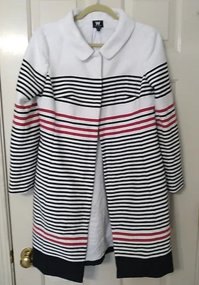 Abrigo/chaqueta traje a rayas W by Worth para mujer talla 5/6 rojo blanco y azul marino Foto 1 de 4