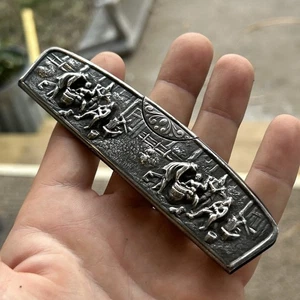 Antique Tortoise Comb in Silver Case Scrolled Stamped 1298 Denmark - Picture 1 of 4