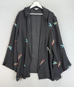 Vintage Grace Chuang Women’s Sz 3XL Black Sheer Dragonfly Artsy Lagenlook Jacket - Picture 1 of 7