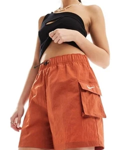 NEW Size Small Women's Nike Woven High Rise Cargo Shorts Loose Fit Burnt Orange - Picture 1 of 7