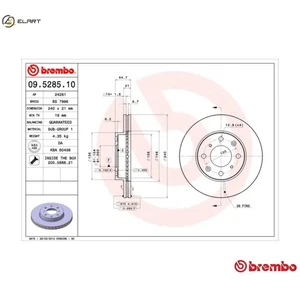 2x BRAKE DISC 09.5285.11 FOR HONDA INTEGRA/SJ/VI CIVIC/Hatchback/MK BALLADE 1.4L - Picture 1 of 10