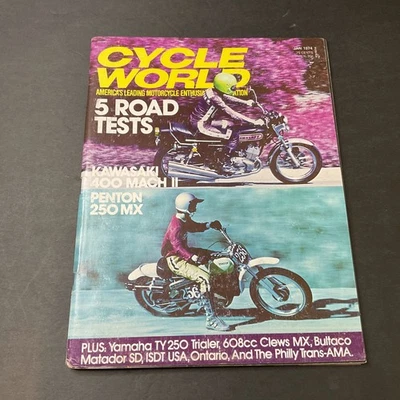 Cycle World Magazine Jan 1974 5 Road Tests kawasaki 400 Mach II Penton 250 MX Foto 1 de 4