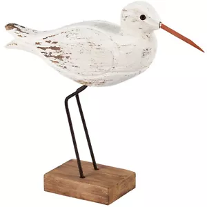 Primitives by Kathy Rustic White Sandpiper Sitter Beach House Decor Bird Rustic - Picture 1 of 4
