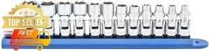 12pc 1/4" Drive 6-Point Flex Socket Set Metric 80311 Chrome Tool Kit - Picture 1 of 12