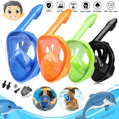 Diving Mask Kids Full Face Snorkel Snorkeling Goggles Snorkel 180° Anti Fog Swim - image 1 of 4