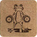 'Weightlifting Frog' Square Cork Trivet / Pot Stand (TR00017074)