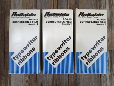 NEW Lot 3 Reliable RC-625 Correctable Film Typewriter Ribbons 5/8" Selectric IBM - Image 1 of 4