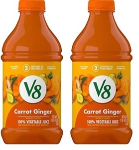 V8 Carrot Ginger 100% Vegetable Juice with Vita, Non GMO - 46 Fl Oz - 2 Pack - Picture 1 of 4