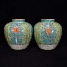 A Pair Chinese Handmade Painting JiaQing Faille Rose Porcelain Flowers Pot