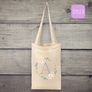 Bolso de mano personalizado de lona con corona de flores - Imagen 1 de 15