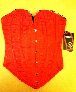 Sexy Burlesque Bustier Korsett baskisch Dessous rot knochenhaft Schnürung - Bild 1 von 8
