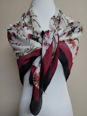 CHAN LUU Women's Square Scarf Floral Print 100% Silk Lightweight Multicolor. - Image 1 of 4