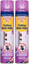 2x Zero In Clothes Moth Killer 300ml Aerosol,Transparent,Surface Treatment Spray