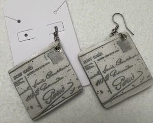 Paris Postkarte Statement Ohrringe - leicht mit Sterling Silber Haken - Bild 1 von 3