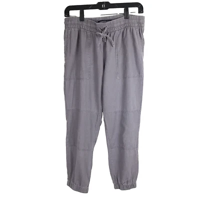 Pantalones Jogger Calvin Klein de Lino para Mujer Talla 4 Gris Bolsillos Cortados Cintura Elástica Foto 1 de 4