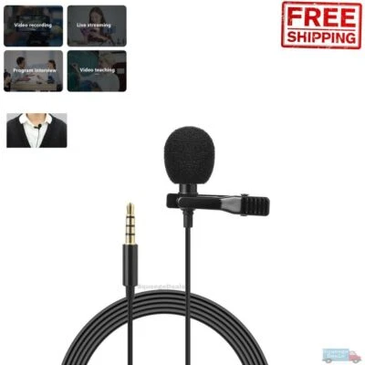 CAMECHO Clip-on Mini Mic Microphone 3.5mm Lavalier Lapel For Mobile Phone PC Recording