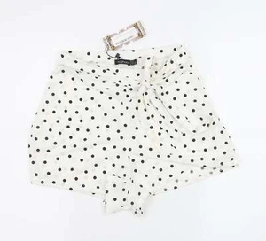 Boohoo Womens White Polka Dot Polyester Blend Hot Pants Shorts Size W28 L20 - Picture 1 of 12