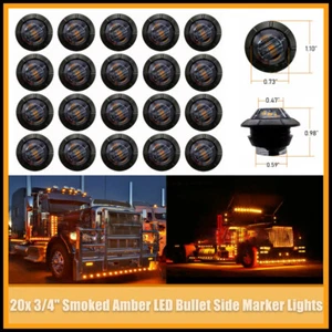 20x 3/4" ámbar ahumado LED luces de señalización laterales de bala camión remolque montaje a presión - Imagen 1 de 10